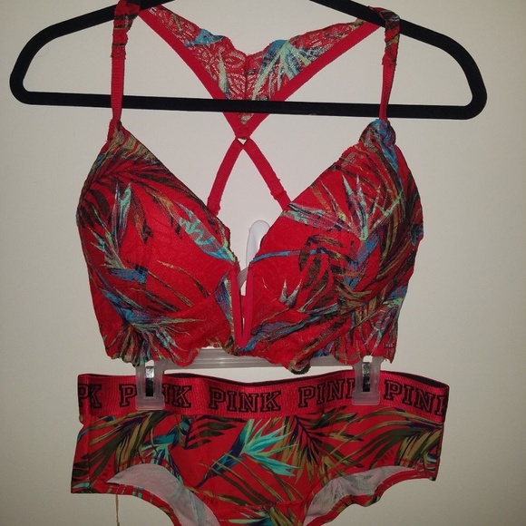 Victoria's Secret Other - Victoria Secret Pink- Red/Green's Date Bra/W Panty